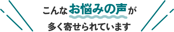 こんなお悩みの声が多く寄せられています